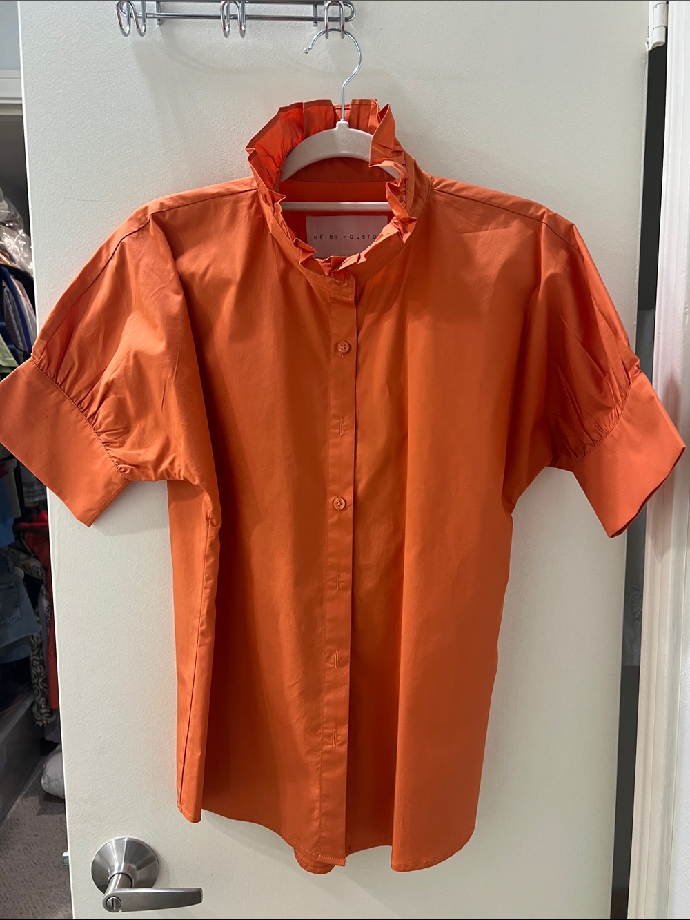 Orange Ruffle Collar Blouse - Picture 2 of 4